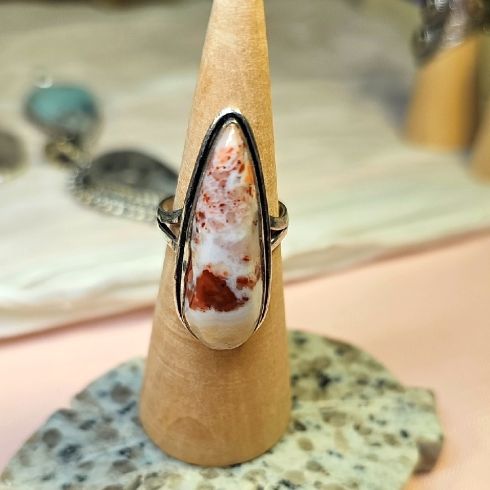 Red Rainbow Jasper Silver 925  Ring